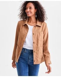 Style & Co. - Button-front Long-sleeve Cargo Jacket - Lyst
