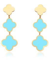The Lovery - Turquoise Graduating Clover Dangle Earrings - Lyst