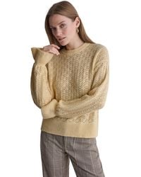 BCBGMAXAZRIA - Pointelle Oversized Long-sleeve Crewneck Sweater - Lyst