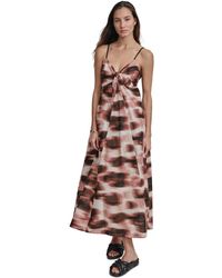 DKNY - Cotton Voile Printed Sleeveless Tie Dress - Lyst
