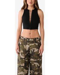 True Religion - Branded Lace Up Tank Top - Lyst