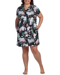 Miss Elaine - Plus Size Floral Short-sleeve Snap Robe - Lyst