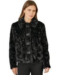 Yumi' - Textured Faux Fur Jacket - Lyst