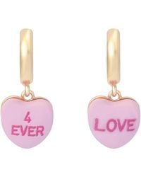 Betsey Johnson - Pink Sweetheart Charm huggie Earrings - Lyst