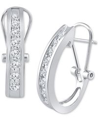 Macy's - Diamond Channel-set J-hoop Earrings (1/2 Ct. T.w. - Lyst