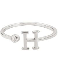 Adornia - Silver Adjustable Cz Initial Ring - Lyst