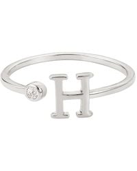 Adornia - Silver Adjustable Cz Initial Ring - Lyst