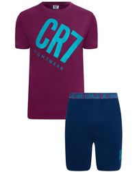 Cr7 - 100% Cotton Loungewear Shorts Set - Lyst