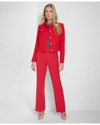 Tommy Hilfiger - Textured Button Front Jacket Sutton Boot Leg Trousers Long Sleeve Printed Button Front Top - Lyst