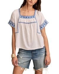 Lucky Brand - Embroidered Short-sleeve Cotton T-shirt - Lyst