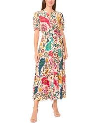 Msk - Floral Button-front Maxi Dress - Lyst