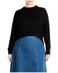 City Chic - Plus Size Denim Hi Lo Skirt - Lyst