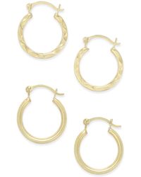 Macy's - Duo Set Of Small Round Hoop Earrings In 10k Gold - Lyst