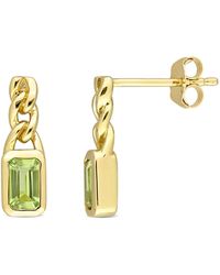 Macy's - 10k Yellow Gold Plated Peridot Link Drop Earrings - Lyst