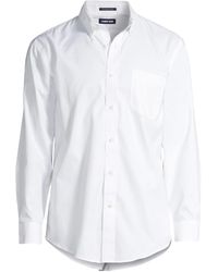 Lands' End - Traditional Fit Solid No Iron Supima Pinpoint Button-down Collar Dress Shirt - Lyst