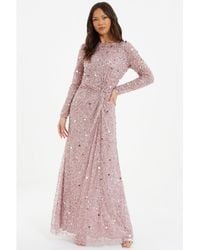 Quiz - Embellished Twist Detail Evening Dress - Lyst