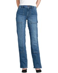 Lands' End - Soft Denim High Rise Rail Straight Leg Utility Jeans - Lyst