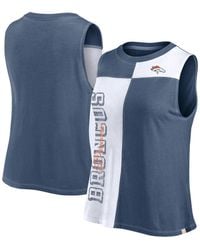 Fanatics - Navy/white Denver Broncos Script Color Block Tank Top - Lyst