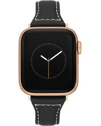 Anne Klein Leather Replacement Band For Apple Watch Secure - Black