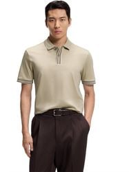 BOSS - Boss By Mercerised-cotton Striped Trim Polo Shirt - Lyst