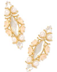 Kendra Scott - Rhodium-plated Cultured Freshwater Pearl & Mother-of-pearl Statement Earrings - Lyst
