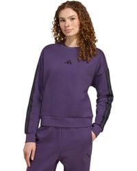 adidas - Essentials 3-stripes Fleece Crew Neck Sweatshirt - Lyst