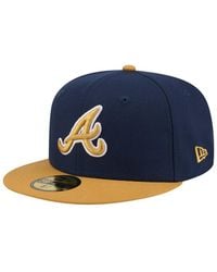 KTZ - Navy/khaki Atlanta Braves Two-tone Color Pack 59fifty Fitted Hat - Lyst