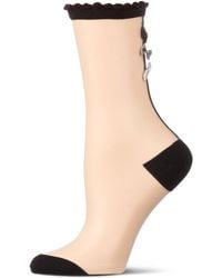 Memoi - Triple Bow Back Sheer Crew Socks - Lyst