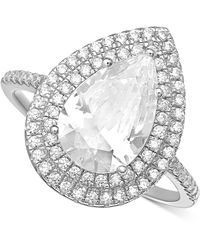 Giani Bernini Cubic Zirconia Pear Double Halo Statement Ring In Sterling Silver, Created For Macy's - White