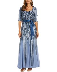 R & M Richards - Sequinned Long Fit & Flare Dress - Lyst