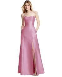 Alfred Sung - Strapless A-line Satin Gown - Lyst