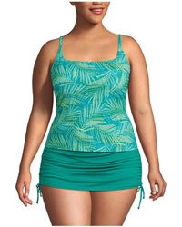 Lands' End - Plus Size Chlorine Resistant Square Neck Tankini Swimsuit Top - Lyst