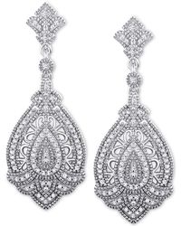 Macy's Diamond Baroque-inspired Drop Earrings (1/3 Ct. T.w.) In Sterling Silver - Metallic