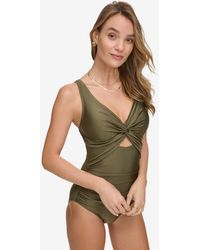 DKNY - Shirred Keyhole Detail One-piece Swimsuit - Lyst