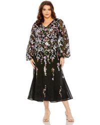 Mac Duggal - Plus Size Puff Sleeve Embellished A Line Dress - Lyst