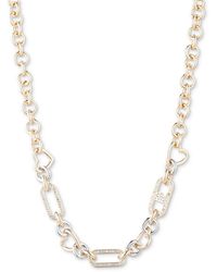 Karl Lagerfeld - Two-tone Heart & Pave Logo Link Collar Necklace - Lyst