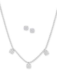 Macy's - 2-pc. Set Diamond Cluster Collar Necklace & Matching Stud Earrings (1/4 Ct. T.w. - Lyst