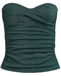 Lands' End - Chlorine Resistant Shine Wrap Bandeau Tankini Swimsuit Top - Lyst