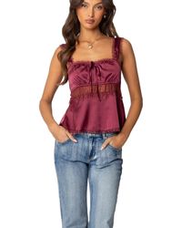 Edikted - Loryn Lacey Satin Effect Top - Lyst