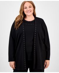 Anne Klein - Plus Size Stud-trim Open-front Cardigan - Lyst