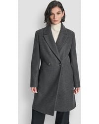 DKNY - Length Double-breasted Coat – Long Tailored Winter - Lyst