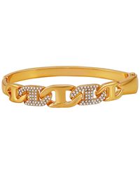 Guess - Glass Stone Chain Link Silver-tone Bangle Bracelet - Lyst