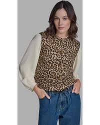 BCBGMAXAZRIA - Button Front Leopard Vest Sweater - Lyst