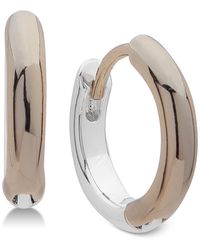 Ralph Lauren - Two-tone huggie Small Hoop Earrings S - Lyst