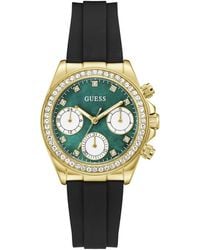 Guess - Gold-tone Silicone Multi-function Watch - Lyst