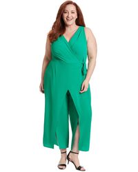 London Times - Plus Size Sleeveless Sarong-tie Jumpsuit - Lyst