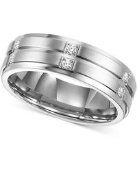 Triton Diamond Wedding Band Ring In Stainless Steel (1/6 Ct. T.w.) - Metallic