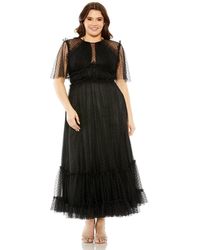 Mac Duggal - Plus Size High Neck Tulle Polka Dot Detail Gown - Lyst