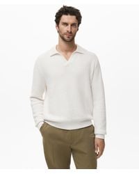 Mango - Knitted Structured Polo Sweater - Lyst