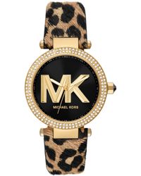 Michael Kors - Parker Goldtone Stainless Steel, Crystal & Leather Strap Watch/39mm - Lyst